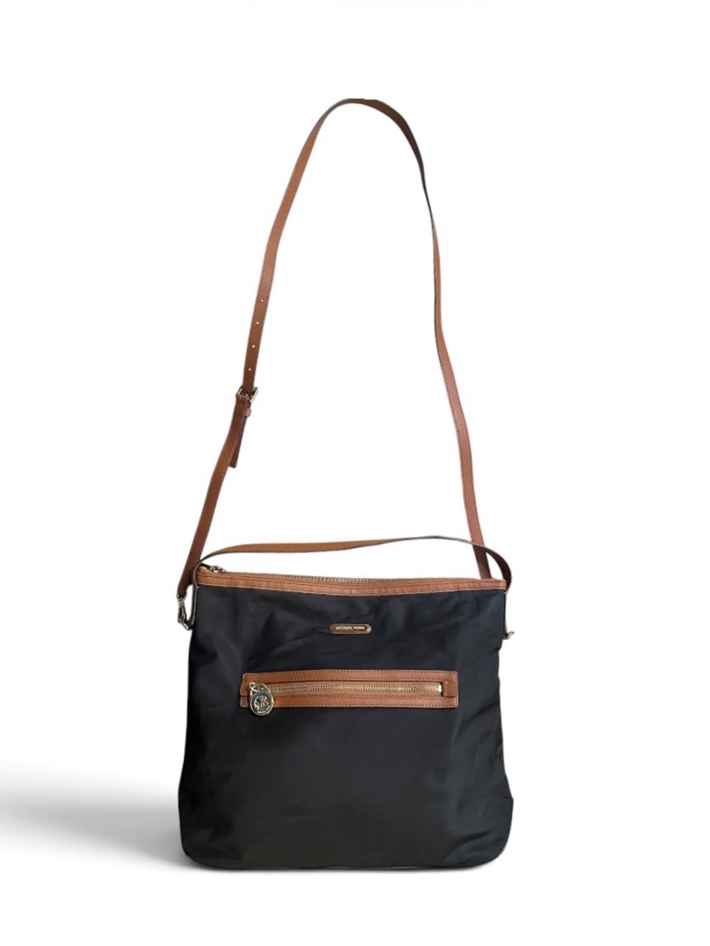 Michael Kors Kempton Black Nylon & Leather Crossbody Handbag